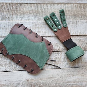 Leather Archery Arm Guard and Glove Set – Custom Made Protective Gear *