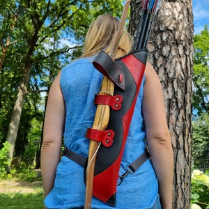 Leder RÜCKKÖCHER für Pfeile mit Bogen-Halteriemen