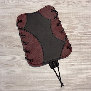 Leather archery ARMGUARD, Red and Black leather safety bracer