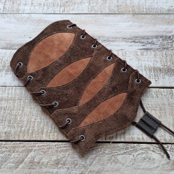 Leather ARMGUARD, Brown suede leather armor