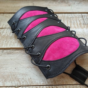 Pink leather archery ARMGUARD,  Custom made forearm Cosplay bracer