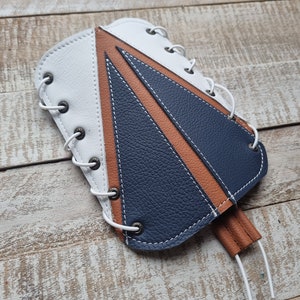 Leather archery ARM GUARD, Archery safety bracer with adjustable rubber cord fix