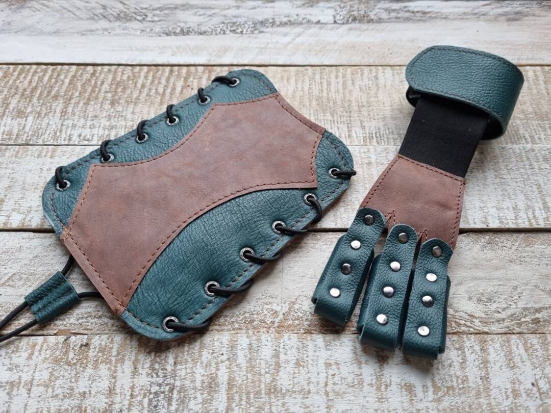Leather Archery SHOOTING GLOVE and ARMGUARD, Custom Made Archery Safety