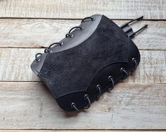 Leather Archery Arm Guard, Adjustable Suede Bracer