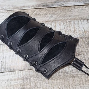 Black Leather Archery Armguard – Custom Made Forearm Cosplay Bracer *