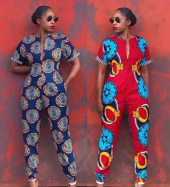 Classic African Print Jumpsuit wax print jumpsuits Ankara | Etsy