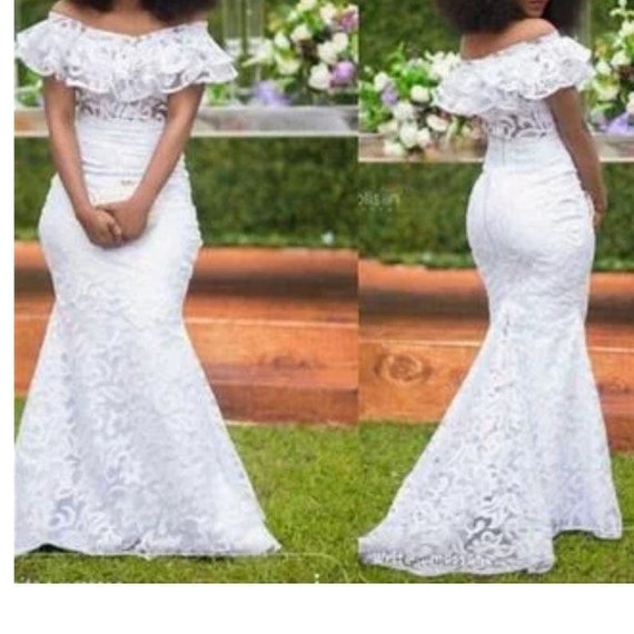 Wedding Dresses Prom Dress African Wedding Dresswhite Lace Etsy