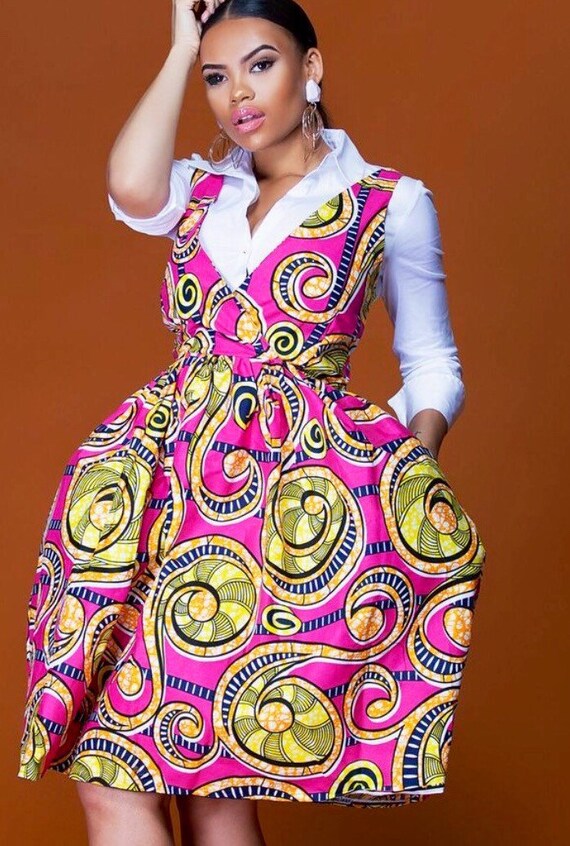 ankara pinafore dress