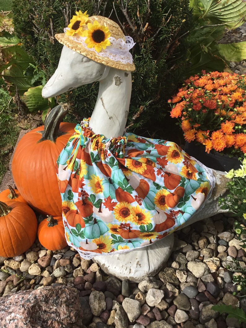 Concrete Lawn Large Goose clothing Fall Sunflower and Pumpkin Etsy