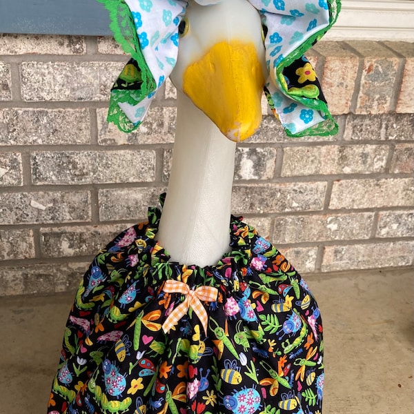 Bugs Bees Butterflies dress with Bonnet Hat Outfit Clothing Large Concrete Goose Lawn Ornament Summer Spring Holiday