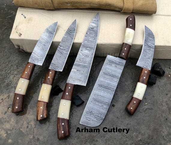 Kitchen Knife Set Hand Forged Japanese Stainless Steel Damascus Chef's  Knife Kit