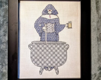 Patrón de punto de cruz de Bruja cervecera