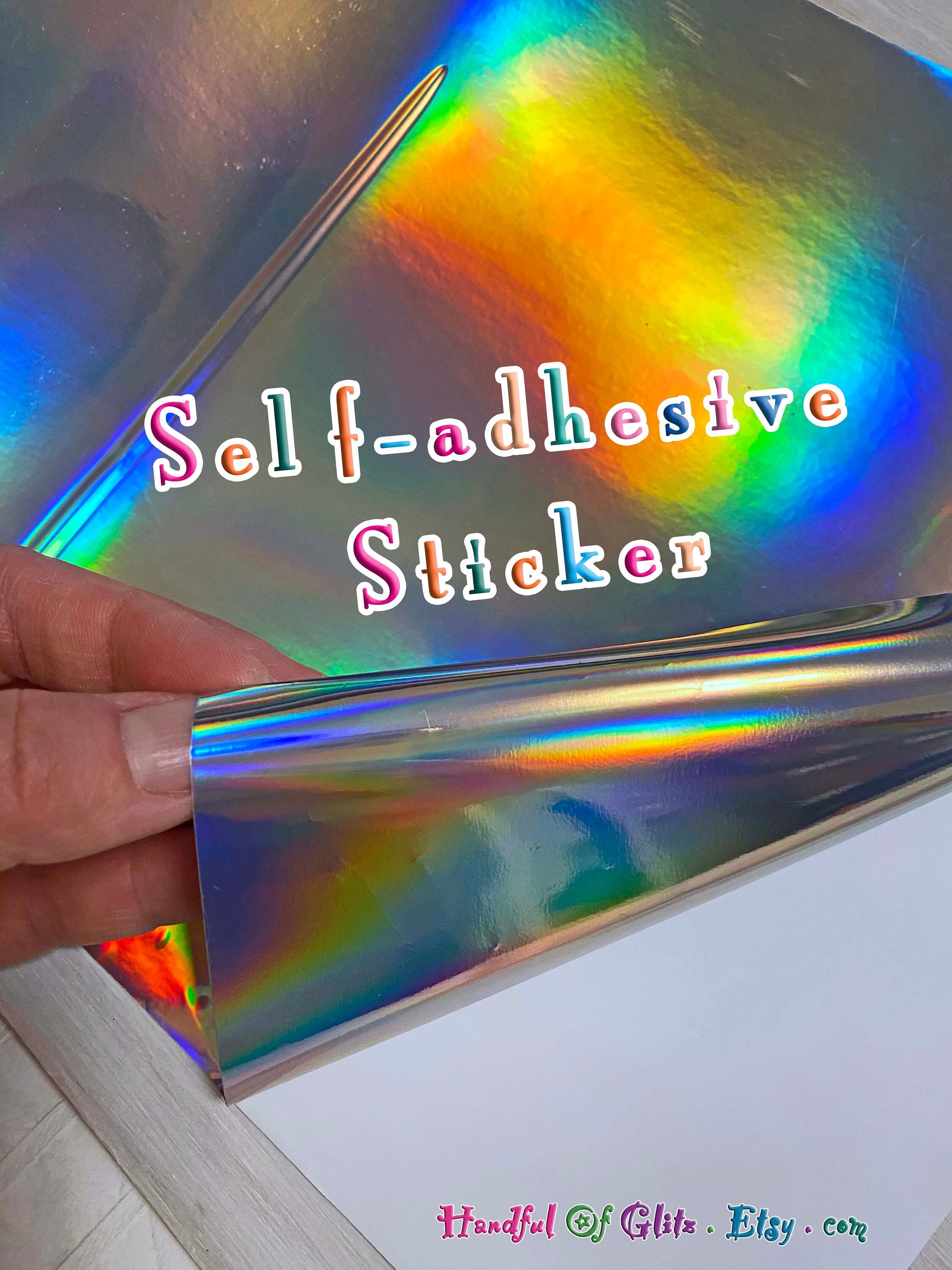 Holographic Iridescent Lettering Film SELF-ADHESIVE DIY Sign-Making Vinyl  A4