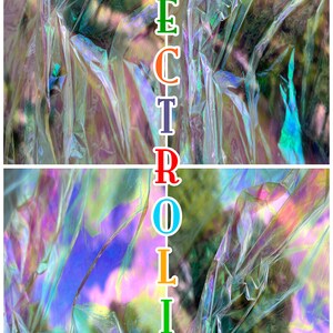cosplay prop layered with Spectrolite foil, flashing full-spectrum iridescence.