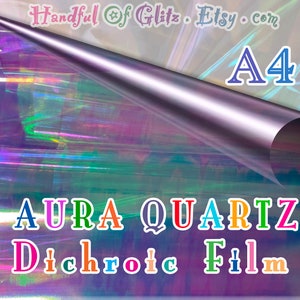 Aura Quartz dichroic film * holographic, iridescent, color-changing mylar * color-shift cellophane, DIY resin pour projects faux aura quartz