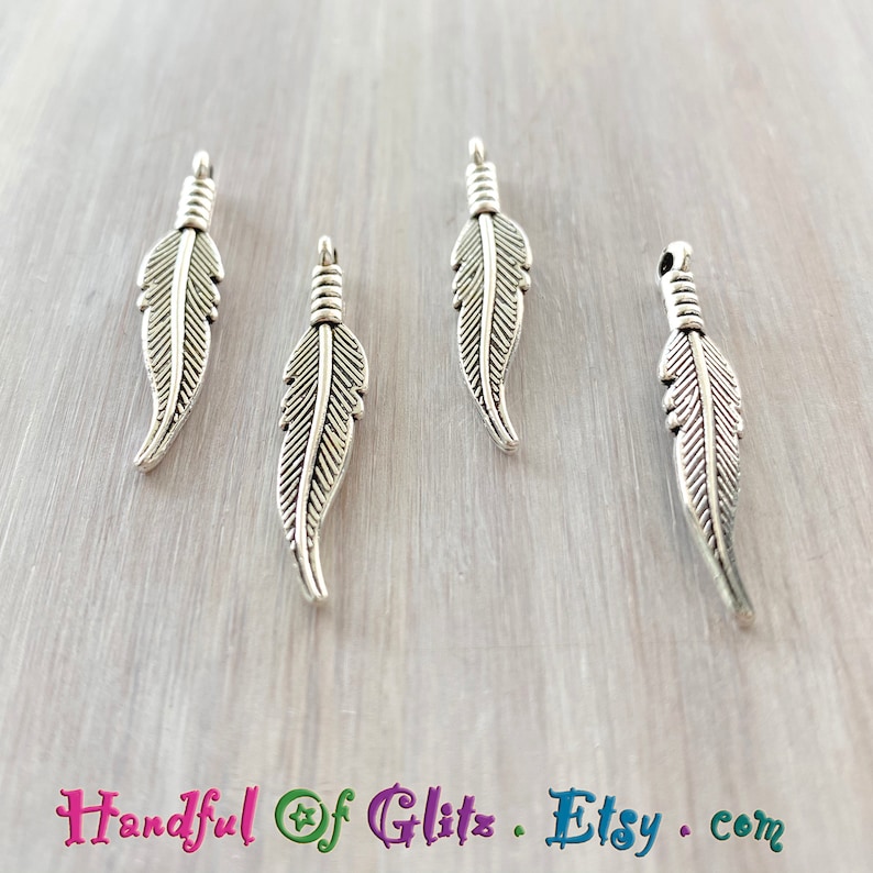 4 colors: bronze silver size 3.5 cm long copper gold Feathers charms for Jewelry Making vintage metal colors 4 pieces set