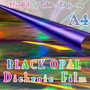 Black Opal dichroic film * holographic, iridescent, color-changing mylar * color-shift cellophane, DIY resin projects, resin pour faux opal