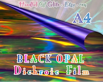 Black Opal dichroic film * holographic, iridescent, color-changing mylar * color-shift cellophane, DIY resin projects, resin pour faux opal