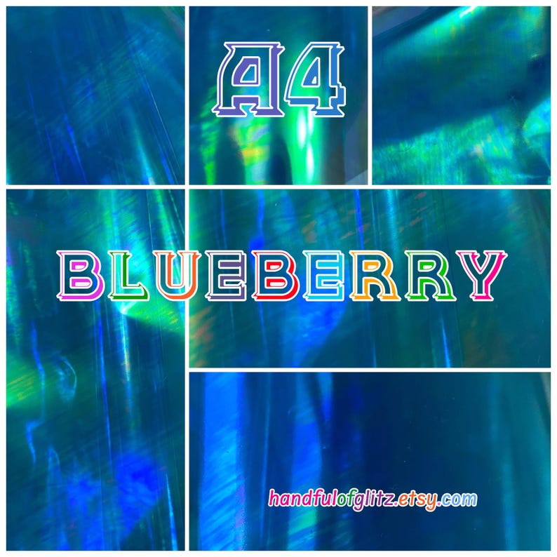 Close-up of Blueberry dichroic foil, glowing with cool indigo and violet shimmer.