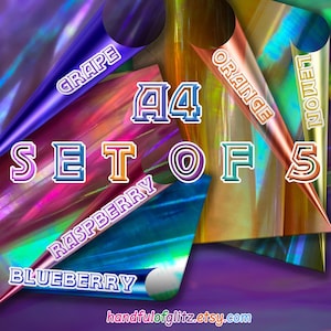 Fruit-tinted Dichroic Crinkle Foil Collection (A4, set of 5)