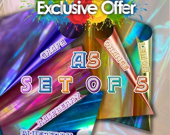 Fruit-tinted Dichroic Crinkle Foil Collection (A5, ships to USA)