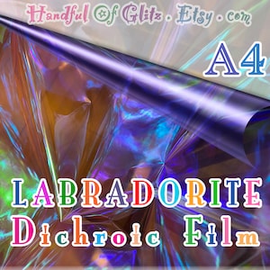 Labradorite dichroic film * holographic, iridescent, color-changing mylar * color-shift cellophane, DIY resinpour projects, faux labradorite