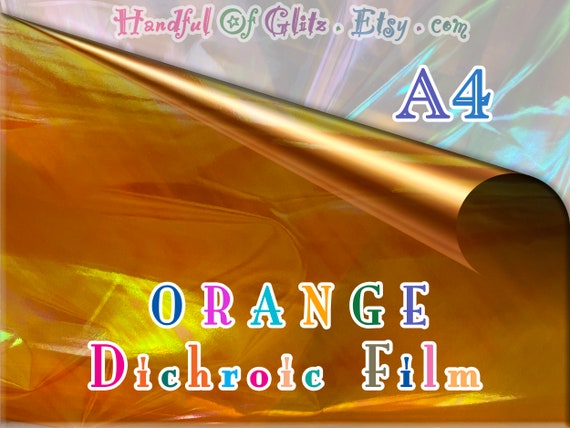 Dichroic ORANGE Mylar Sheet With Holographic, Iridescent Sheen  Color-changing Film, Color-shift Cellophane, DIY Resin Projects 