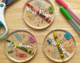 Personalised Resin Teacher Coaster/ Teacher Gift/ Thank You Teacher Present/ End Of Term Gift/ Teaching Assistant Gift UK