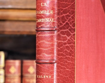 Halévy LA FAMILLE CARDINAL, Illustrated by Charles Leandre in a beautiful red morocco fine binding