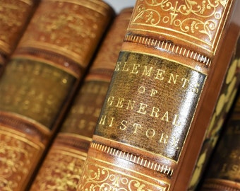 MILLOT, Elements of General History Ancient and Modern, 1823, Six Volumes in Fine Leather Bindings