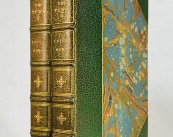 THE TOWN by Leigh Hunt, 1848, Two Volumes in Zaehnsdorf Fine Bindings