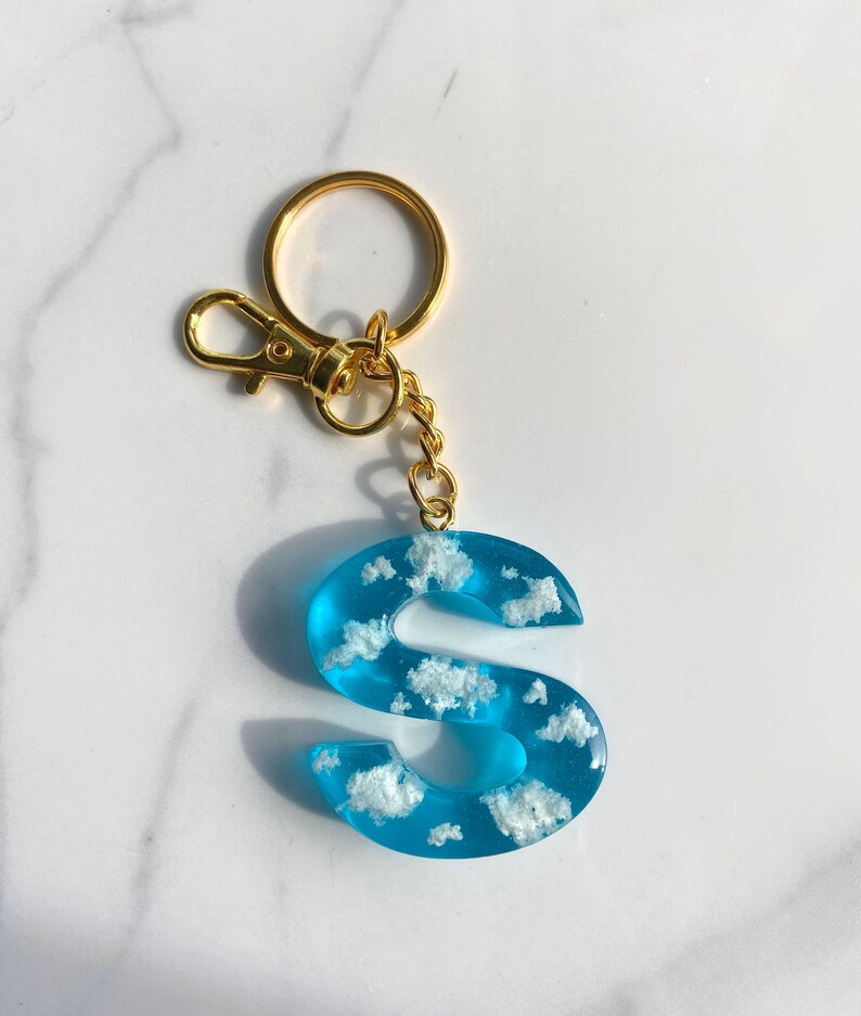 Cloud keychain Resin Handmade Custom Keychains initial Etsy