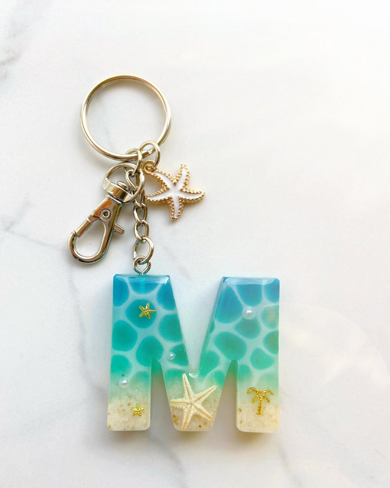 Beach Letter Keychain Best Friend Gift Car Keyring Initial Etsy