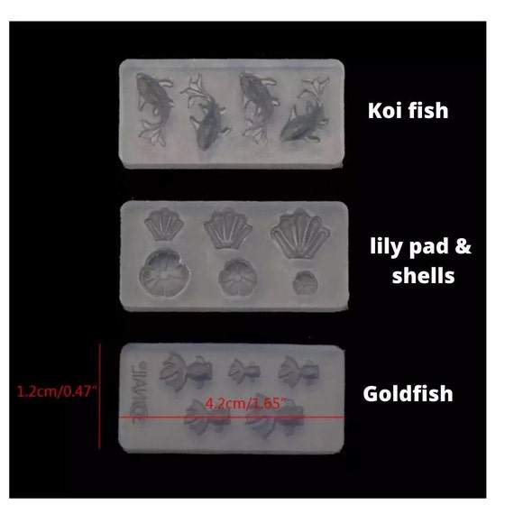 Miniature Koi Fish Silicone Mold, Goldfish Lily Pad Shell Molds
