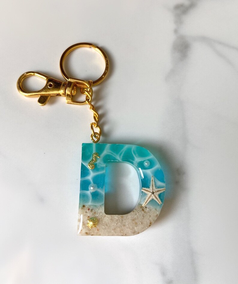 Fashion Alphabet Keychain Resin Beach Ocean Sea Shopee