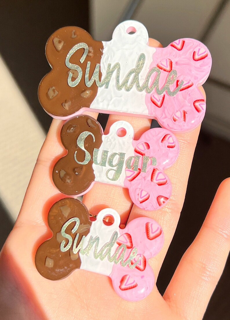 Sundae Dog Tag Ice Cream Dog Tag Custom Pet Tags Etsy