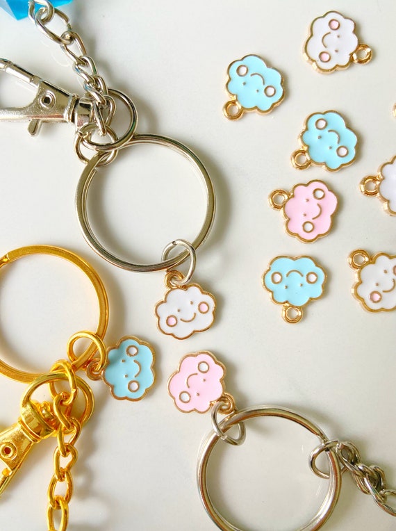 Personalized Initial Keychain, Cloud Keyring, Initial Keychains 