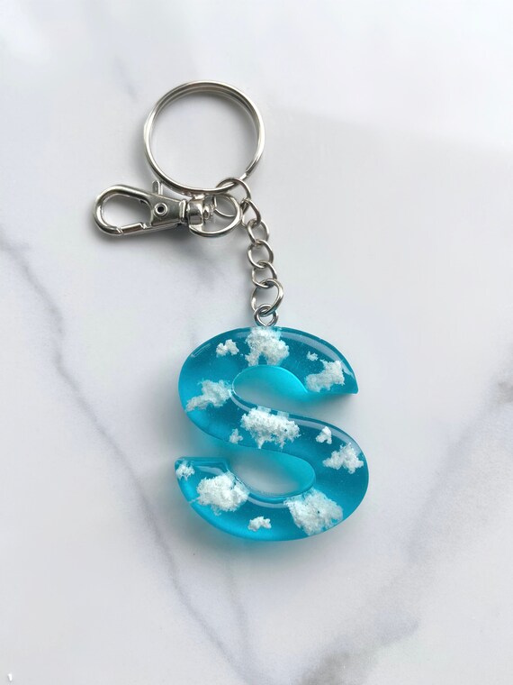 Cloud keychain Resin Handmade Custom Keychains initial Etsy