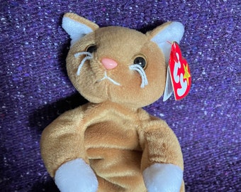 Ty The Cat Beanie Baby Golden Kitty White Paws MWMT Birthday March 6 1994 for sale online 