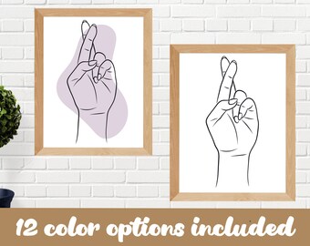 Modern Minimalist Decor Art Print Fingers Crossed Pastel Art Abstract Neutral Wall Art Neutral Decor Bedroom Art Digital Download