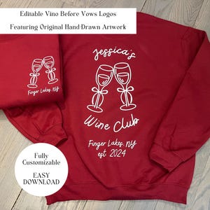 Sudaderas personalizadas para despedida de soltera con vino Sudadera personalizada con cuello redondo y temática de vino para despedida de soltera Sudadera con cata de vinos para despedida de soltera SVG