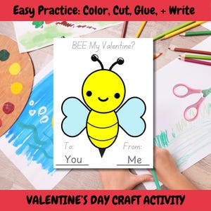 Valentines Day Bee Craft Patterns Valentines Day Activities Bulletin Board Bee Craft Template Craft for Kids Shape Activity Pre-K Craft
