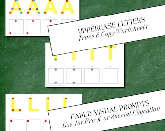Alphabet Trace Copy Worksheets Montessori Home School Worksheets Homeschooling Pre-K Kindergarten Special Education Occupational Therapy