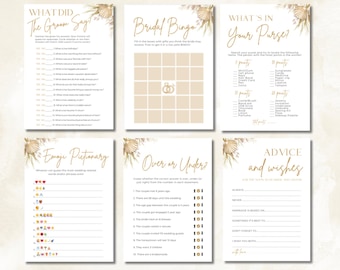 Seashells and Wedding Bells Bridal Shower Games Beach Theme Bridal Shower Boho Aesthetic Beach Boho Bridal Shower Editable Games Printable