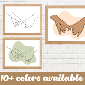 Anniversary Gift Gift for Her Pinky Promise Couple Gift Modern Minimalist Print Pastel Wall Art Abstract Art Print Neutral Home Decor