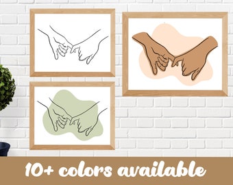 Anniversary Gift Gift for Her Pinky Promise Couple Gift Modern Minimalist Print Pastel Wall Art Abstract Art Print Neutral Home Decor