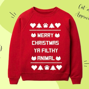 Merry Christmas Ya Filthy Animal SVG, Cat Christmas svg, Cat Mom, Merry Christmas SVG, Ugly Christmas Sweater SVG, Funny Christmas svg, png