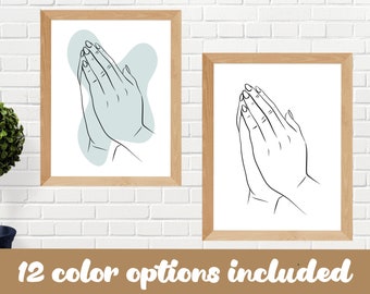 Christian Wall Art Praying Hands Religious Wall Art Prayer Hands Faith Over Fear Pastel Wall Art Digital Download God Wall Art Jesus Art