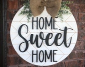 Home Sweet Home Door Hanger Summer Door Wreath Spring Door Wreath Herring Bone Decor Home Sign Front Door Decor Fron Door Sign
