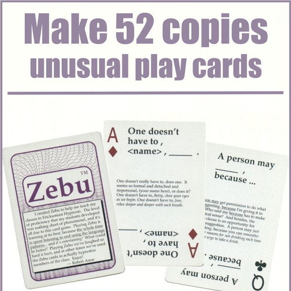 Make 52 copies unusual play cards Zebu. ebook pdf